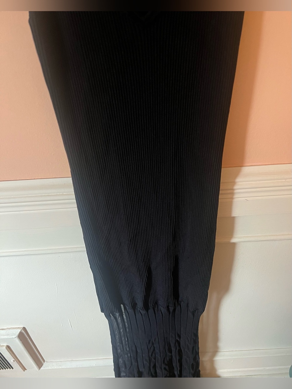 Anthropologie Maxi Dress Sweater Black Cap Sleeve V Neck Elegant Knit Sheer chic - Picture 10 of 14
